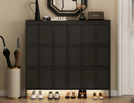 LINYUE Aurora Ultra-Thin Solid Wood Flip Shoe Cabinet from LINYUE