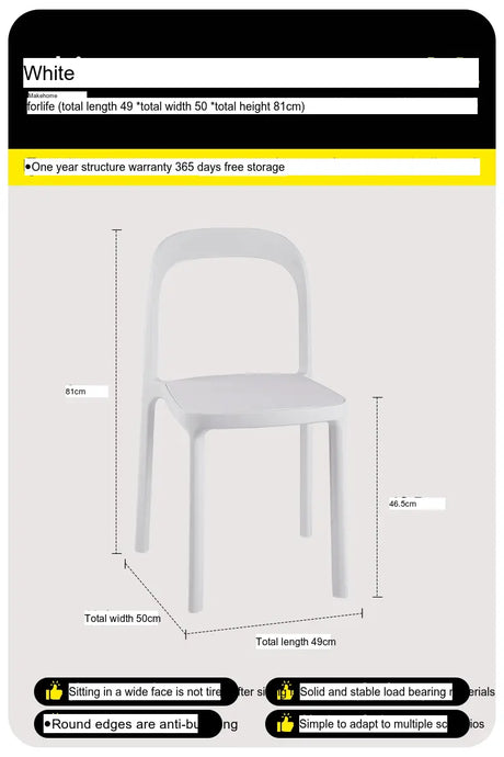 ABOUT WHITE Evangeline Minimalist Plastic Chair for Small Spaces from ABOUT WHITE