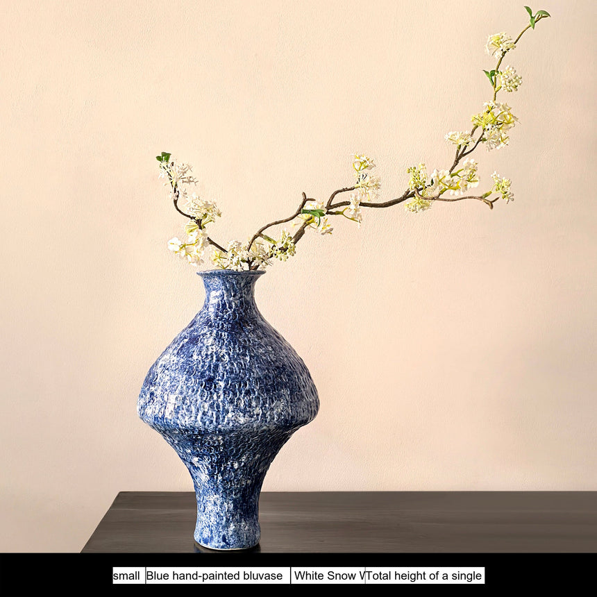 LIVETAI Isadora Bohemian Hand-Painted Blue & White Porcelain Vase from LIVETAI