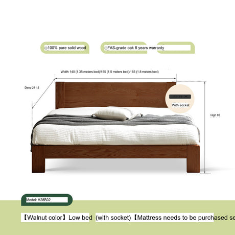 GENJI Isamu Solid Wood Modern Minimalist Oak Single Bed from GENJI