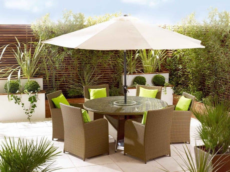 DIME GARDEN Callista Elegant Patio Umbrella Dining Set from DIME GARDEN