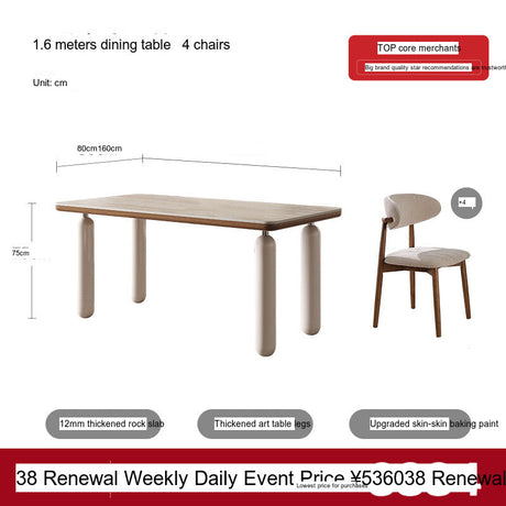 QUANMU Lysander Elegant Cream Rectangular Dining Table from QUANMU