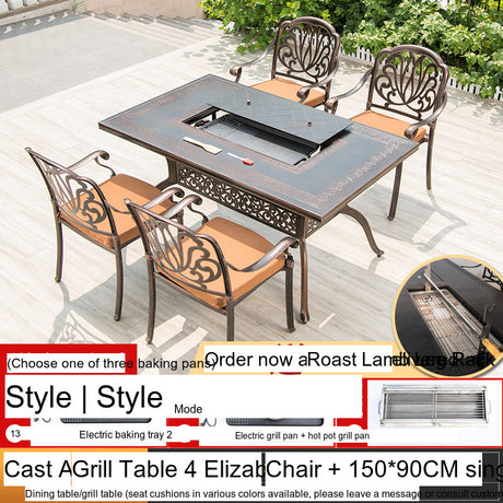 MOJIA Sylvan Spacious BBQ Dining Set with Smokeless Electric Grill from MOJIA