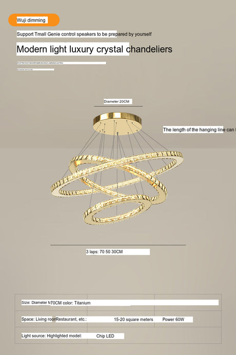 YDZM Marisol Elegant Crystal Country House Ceiling Lamp from YDZM