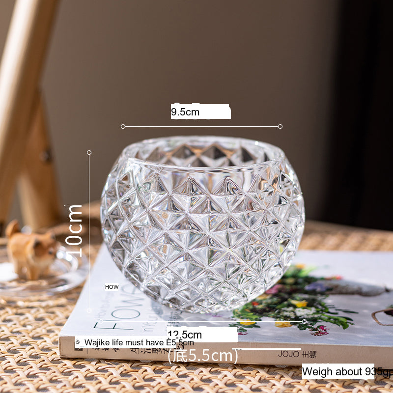 JUHAN Candelaria Glossy Transparent Round Flower Pot - Elegant Living Room Decoration from JUHAN