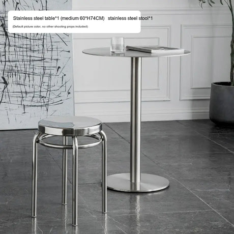 ABOUT WHITE Santiago Sleek Stainless Steel Round Dining Table from ABOUT WHITE