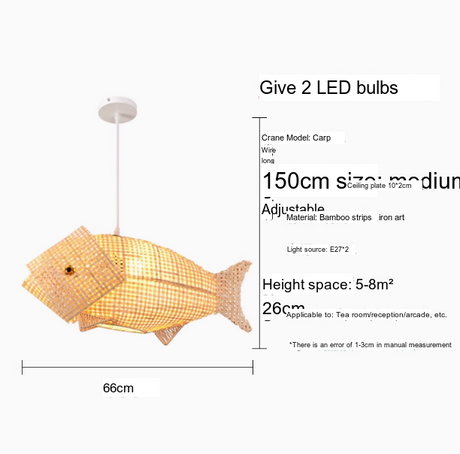 BOJI Lysandra Artistic Bamboo Grilled Fish Chandelier from BOJI