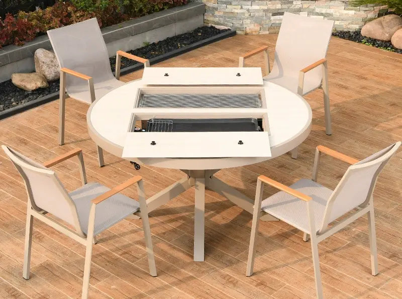 MOJIA Corvus Round Outdoor Barbecue Table with Smokeless Grill from MOJIA