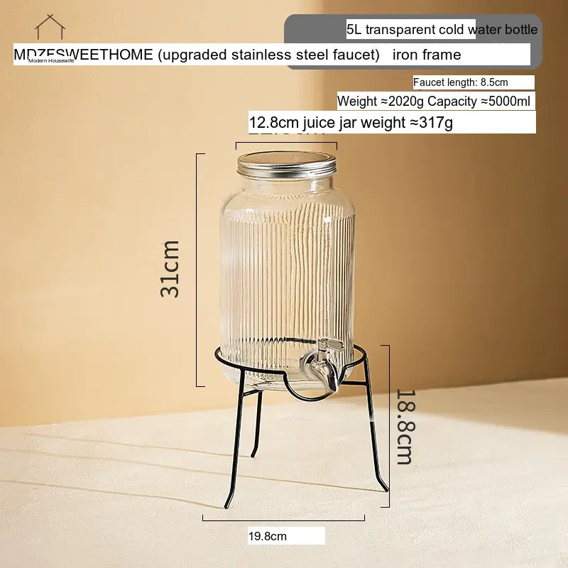 MH Santiago Elegant Glass Beverage Bucket with Faucet from MH