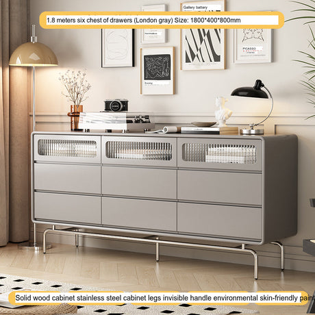 LINYUE Atlas Bauhaus Solid Wood Multi-Drawer Side Cabinet from LINYUE