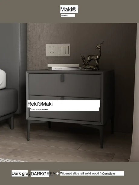 MOXER Lysandra Elegant Leather & Wood Minimalist Bedside Cabinet from MOXER