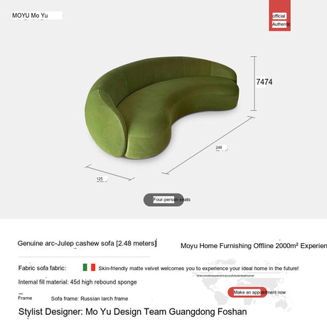 MOYU Santiago Elegant Curved Minimalist Sofa from MOYU