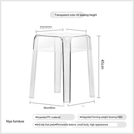 NIYE Elowen Elegant Transparent Acrylic Bar Stool from NIYE