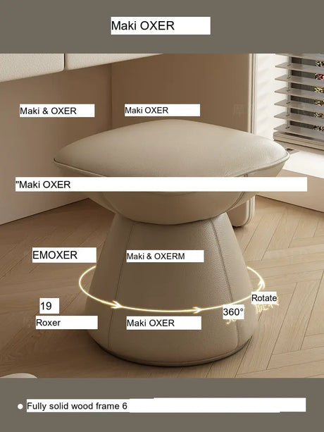 MOXER Santiago Retro Cream Leather Rotatable Stool from MOXER