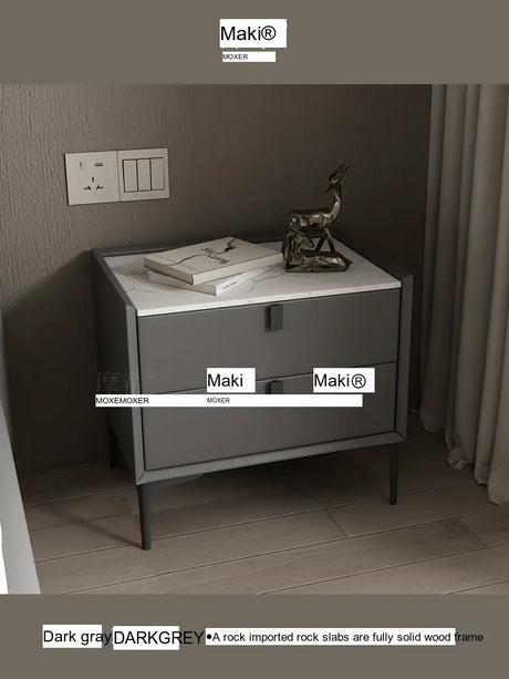 MOXER Lysandra Elegant Leather & Wood Minimalist Bedside Cabinet from MOXER