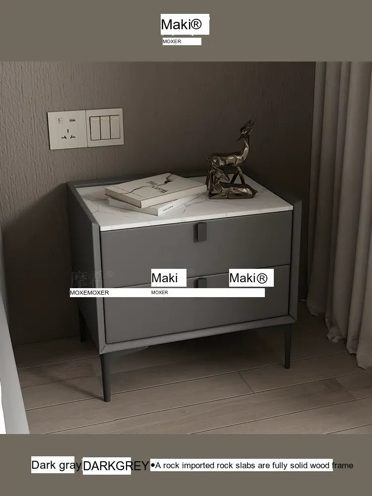 MOXER Lysandra Elegant Leather & Wood Minimalist Bedside Cabinet from MOXER