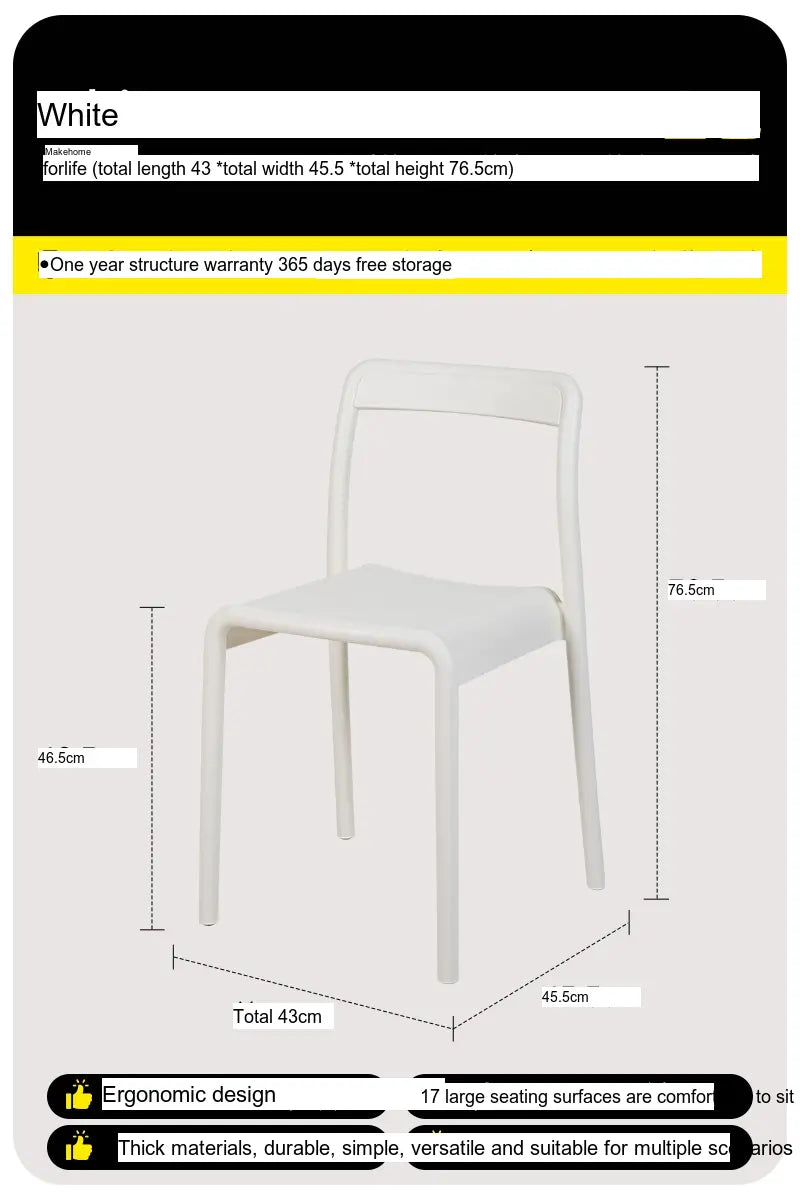 ABOUT WHITE Miura Sleek Stackable Dining Chair from ABOUT WHITE