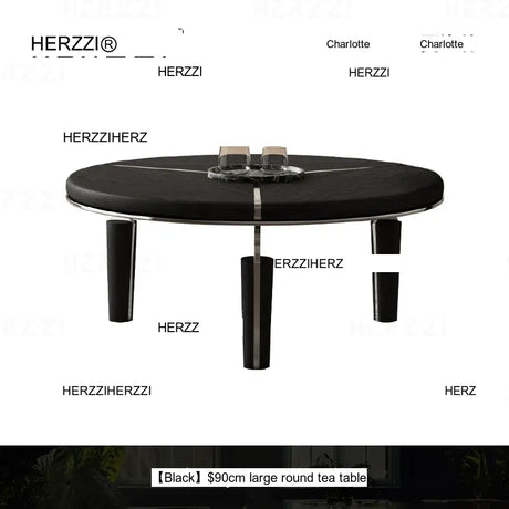 HERZZI Marcellus Elegant Composite Black Coffee Table Set from HERZZI