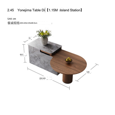 QUANMU Aravind Luxurious Walnut Retractable Dining Table from QUANMU