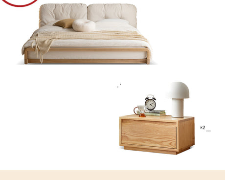 GENJI Harukaze Elegant Cream Solid Wood Double Bed from GENJI