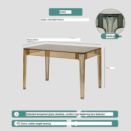 ABOUT WHITE Santiago Scandinavian Minimalist Glass Dining Table from ABOUT WHITE
