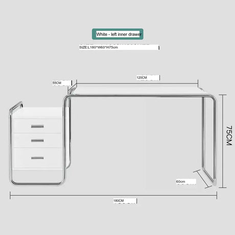 ABOUT WHITE Isadora Minimalist Steel Modern Office Desk from ABOUT WHITE
