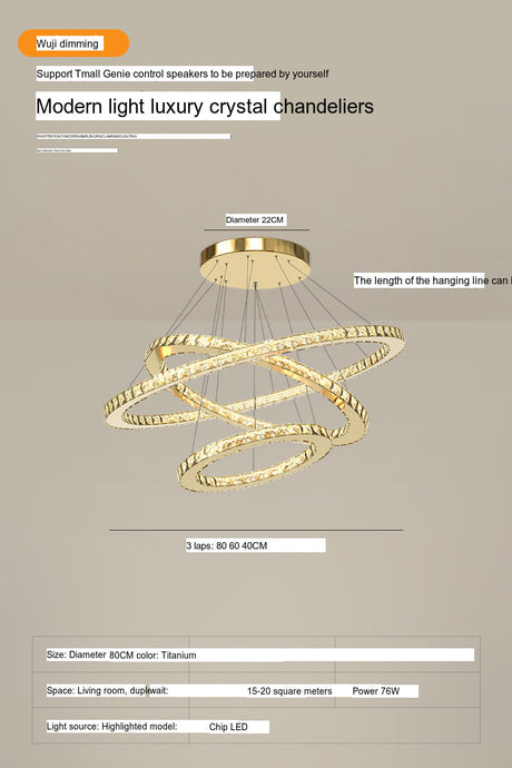 YDZM Marisol Elegant Crystal Country House Ceiling Lamp from YDZM