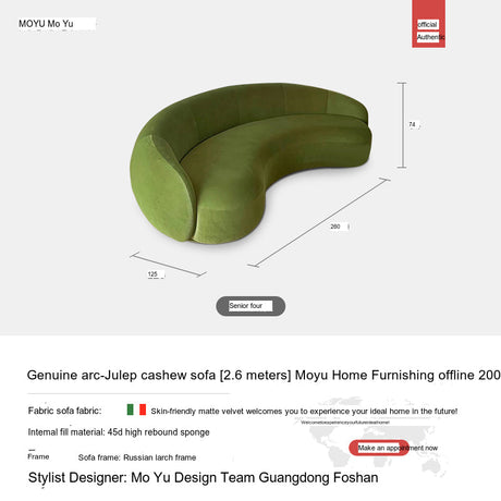 MOYU Santiago Elegant Curved Minimalist Sofa from MOYU