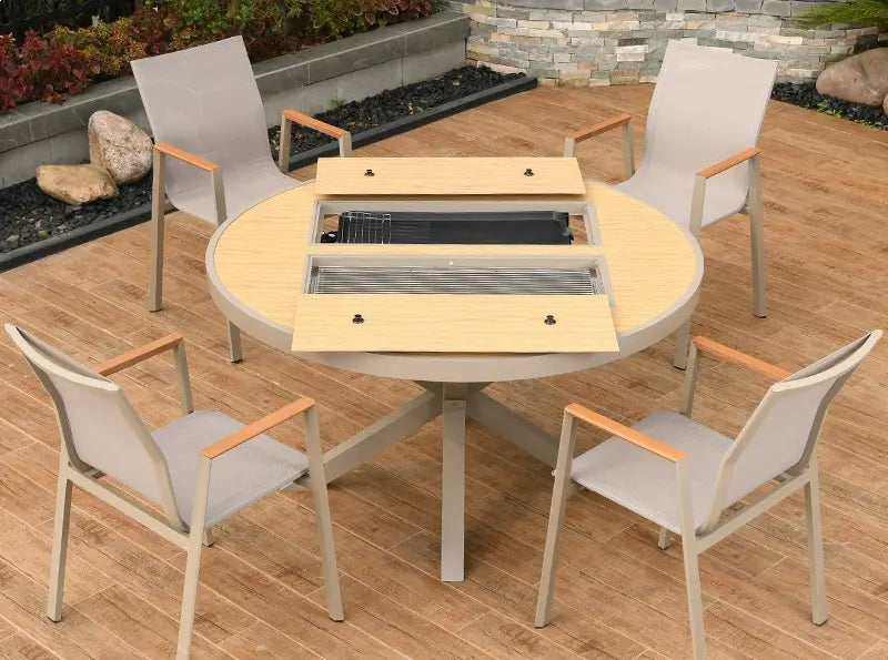 MOJIA Corvus Round Outdoor Barbecue Table with Smokeless Grill from MOJIA