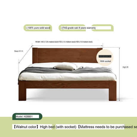 GENJI Isamu Solid Wood Modern Minimalist Oak Single Bed from GENJI