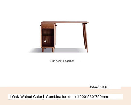 GENJI Amara Sleek Solid Wood Double Desk Bookcase from GENJI