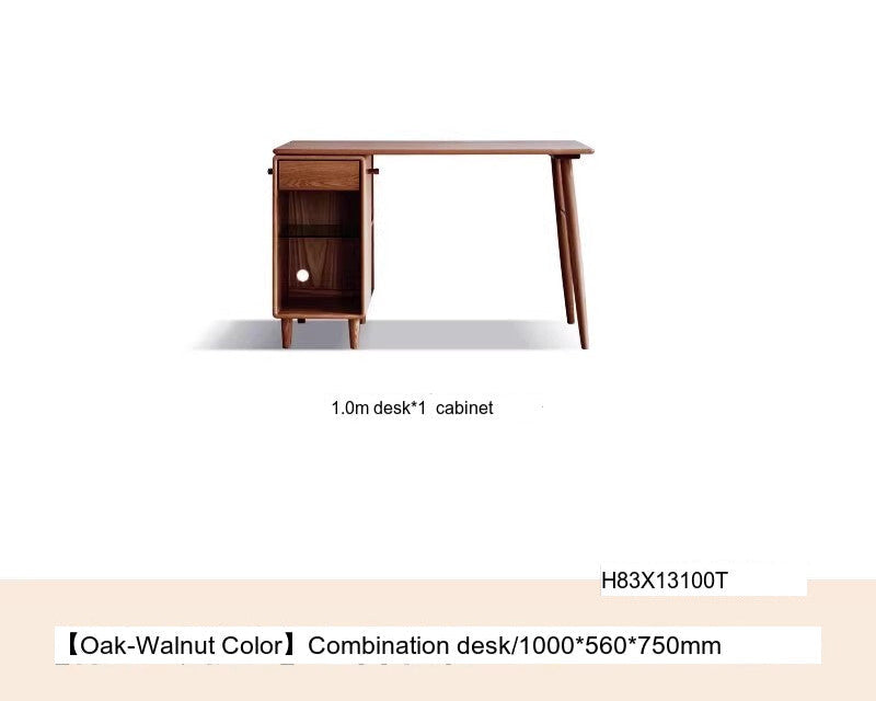 GENJI Amara Sleek Solid Wood Double Desk Bookcase from GENJI