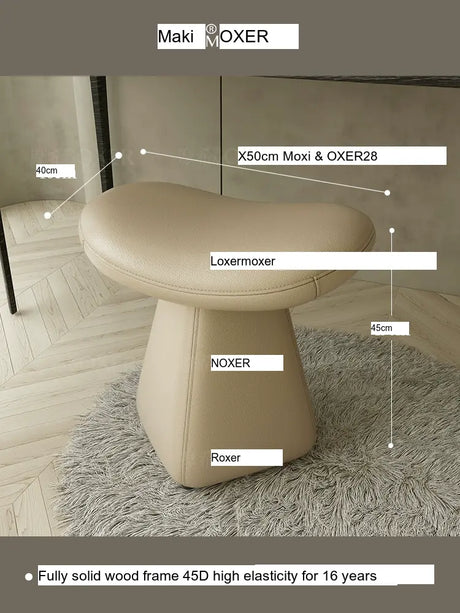 MOXER Iskandar Opulent Leather Upholstered Dressing Stool from MOXER