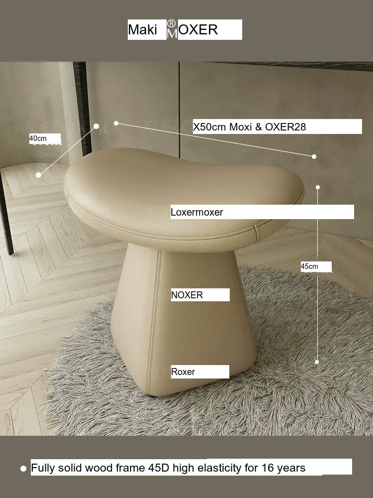 MOXER Iskandar Opulent Leather Upholstered Dressing Stool from MOXER