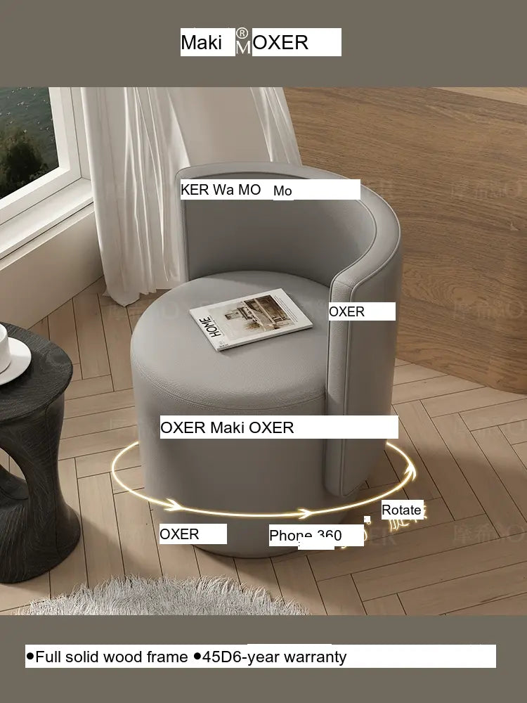 MOXER Sienna High-Grade Leather Solid Wood Makeup Stool from MOXER