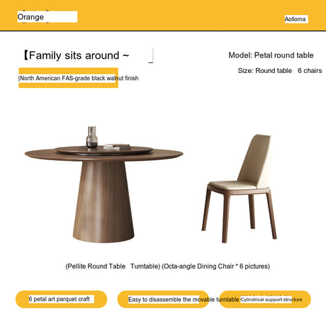 OROMA Seraphine Elegant Black Walnut Round Dining Set from OROMA