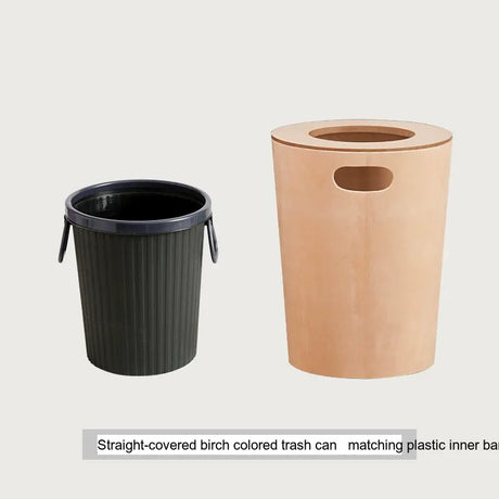 FIRST CLASS CARPENTER Yoshiko Elegant Wooden Lid Trash Can from FIRST CLASS CARPENTER