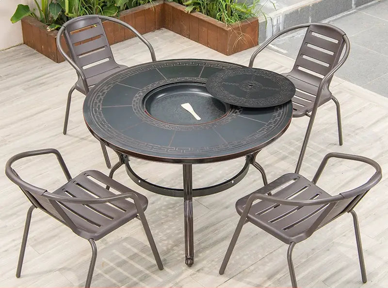 MOJIA Fenwick Luxury Outdoor BBQ & Hot Pot Table with Minimalist Design from MOJIA