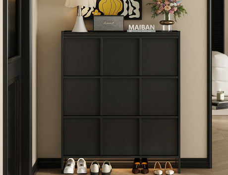 LINYUE Aurora Ultra-Thin Solid Wood Flip Shoe Cabinet from LINYUE