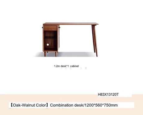 GENJI Amara Sleek Solid Wood Double Desk Bookcase from GENJI