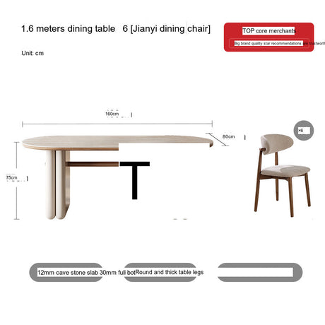 QUANMU Selah Elegant Cream Oval Dining Table from QUANMU
