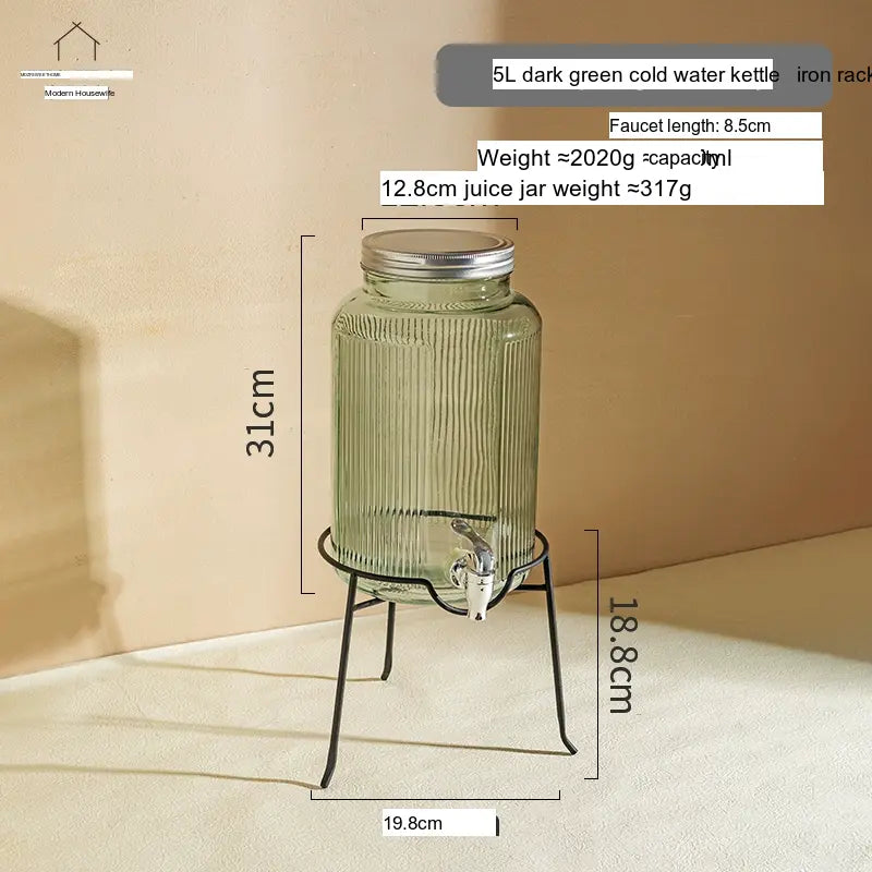 MH Santiago Elegant Glass Beverage Bucket with Faucet from MH