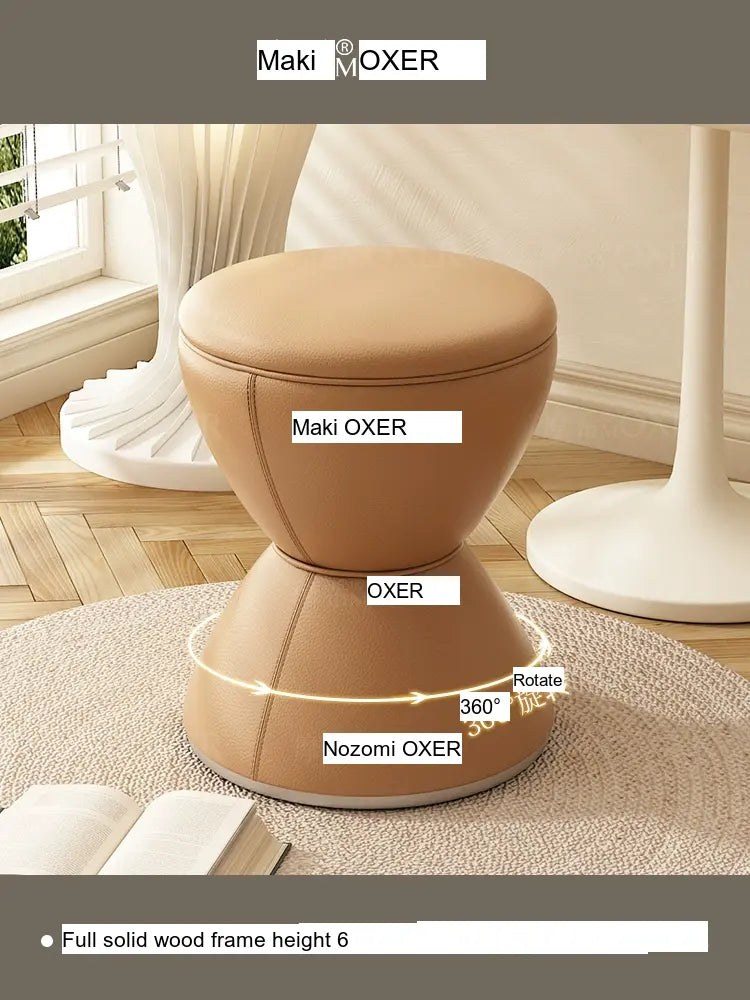 MOXER Elowen Elegant Solid Wood Rotating Dressing Stool from MOXER