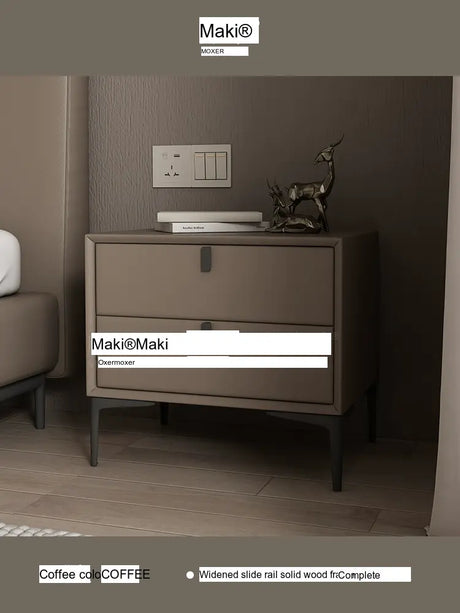 MOXER Lysandra Elegant Leather & Wood Minimalist Bedside Cabinet from MOXER