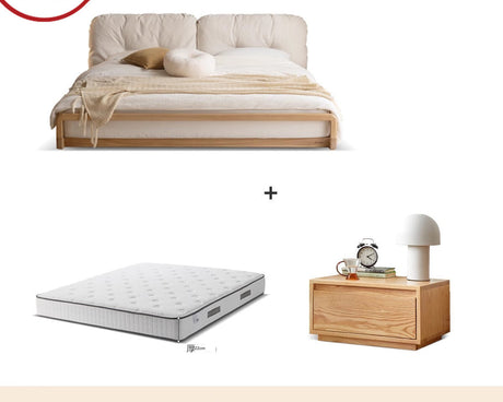 GENJI Harukaze Elegant Cream Solid Wood Double Bed from GENJI