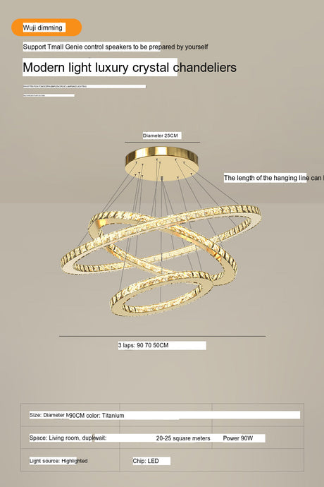 YDZM Marisol Elegant Crystal Country House Ceiling Lamp from YDZM