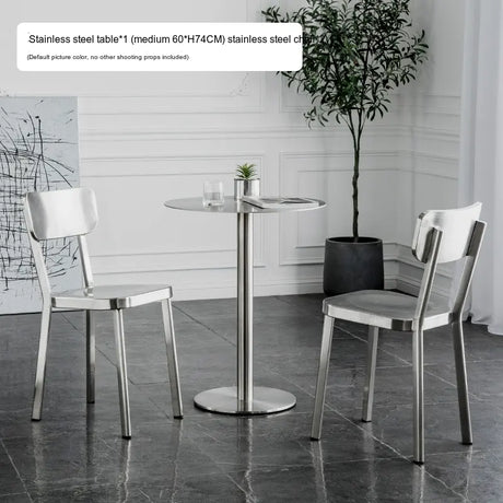 ABOUT WHITE Santiago Sleek Stainless Steel Round Dining Table from ABOUT WHITE