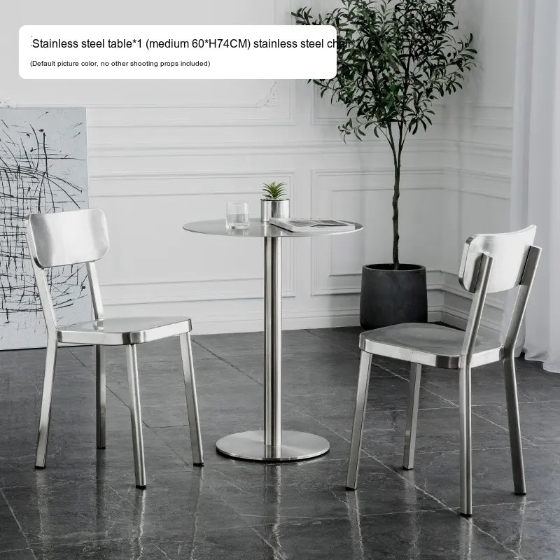 ABOUT WHITE Santiago Sleek Stainless Steel Round Dining Table from ABOUT WHITE