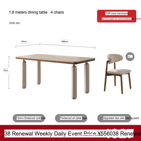 QUANMU Lysander Elegant Cream Rectangular Dining Table from QUANMU
