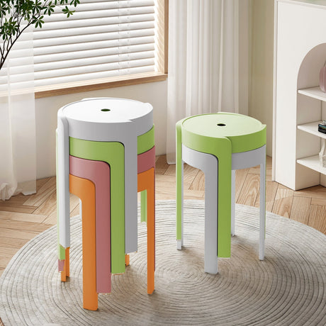 A&D Leonardo Stackable Thick Circular Modern Plastic Stool from A&D
